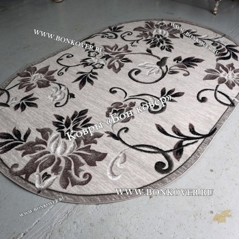 Ковер Лайт Карпет New 2 Дизайн 10 Серый с Сиреневым Овальный